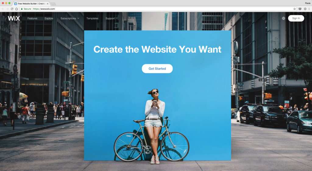 Wix's home page screenshot