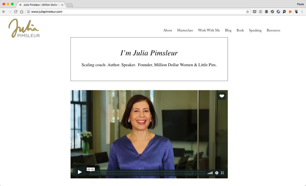 Screenshot of Julia Pimsleur's website